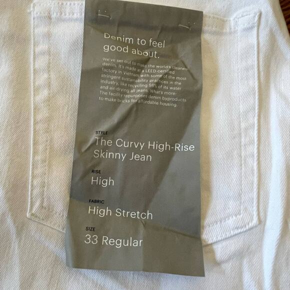 NEW‎ Everlane The Curvy Authentic High Rise Skinny Jean in White Size 33 Reg - Picture 5 of 10